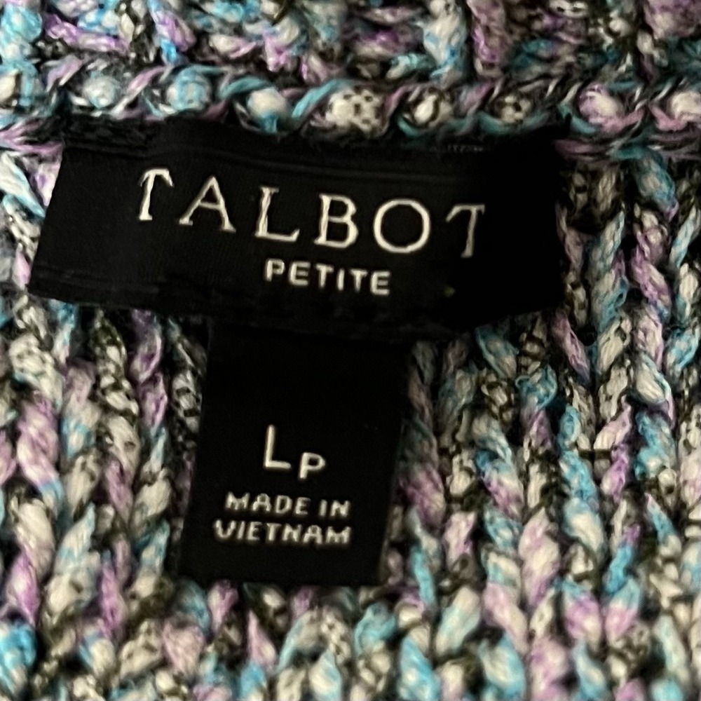 Talbots Sweater Womens LP Petite Blue Marbled Pullover Roll Neck Long Sleeve - Picture 5 of 9